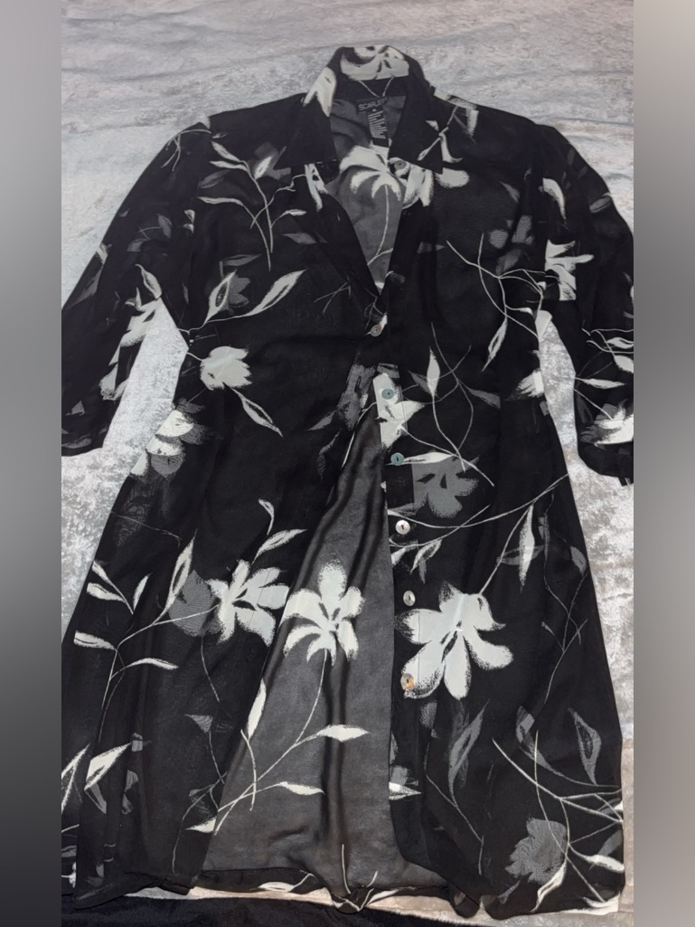 Scarlett Black and White Floral Sheer Blouse